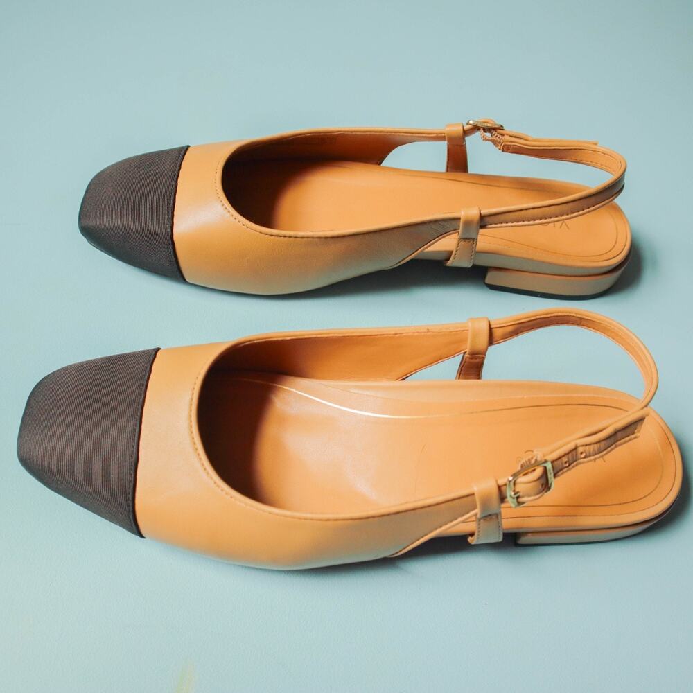 Vionic Petaluma Black Tan Genuine Leather Slingback Comfort Flats Womens 11 - Picture 5 of 8